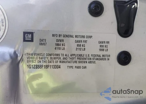 2008 Chevrolet Malibu Classic Ls из США, поврежденный, VIN 1G1ZS58F18F113304